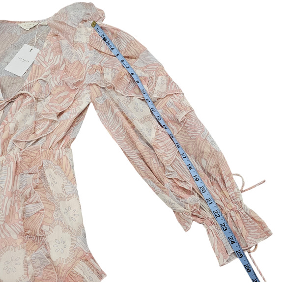 NWT Ted Baker Romper Womens Size 6 Ted Baker Size 2 Irvete Printed Ruffled Boho - Picture 15 of 15